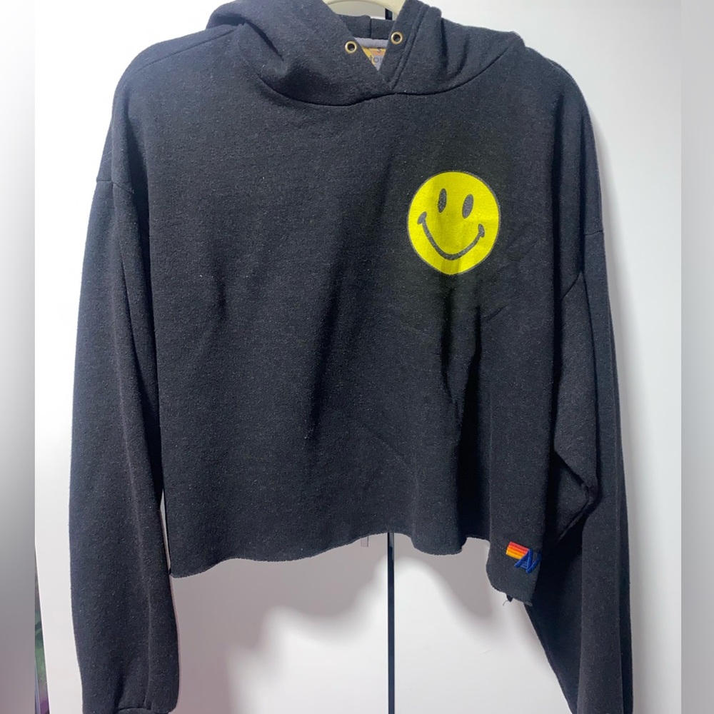 Aviator Nation Charcoal Hoodie with Yellow Accent